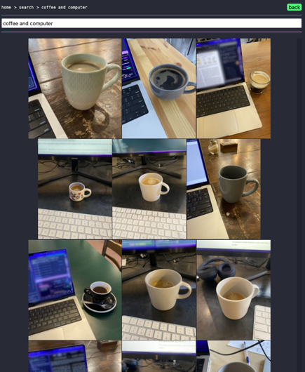 SigLIP2 search results for 'coffee and computer'