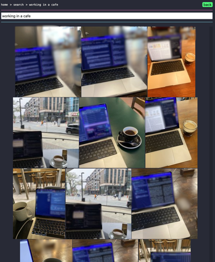 SigLIP2 search results for 'working in a cafe'